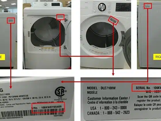 Find Your Model Number of Front Loading Washer and Dryer Model Number